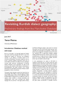 Revisiting Kurdish Dialect Geography: Preliminary Findings from the Manchester Database