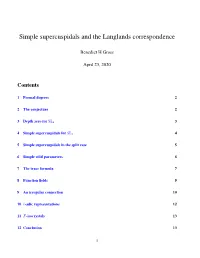 Simple Supercuspidals and the Langlands Correspondence