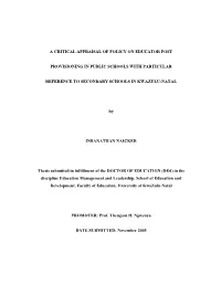 A Critical Appraisal of Policy on Educator Post