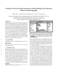 A Study of Person Entity Extraction and Profiling from Classical Chinese Historiography