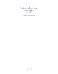 Auditing an Email Server Patrick Mattson May 2019