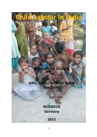 Definitions, Statistics and the Magnitude of Child Labour in India