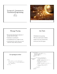 Lecture 38: Concurrent & Distributed Programming Message Passing