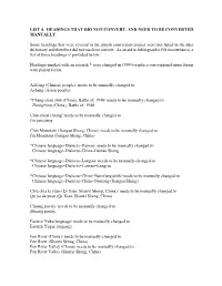 List 4. Headings That Did Not Convert, and Need to Be Converted Manually