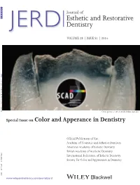 Special Issue on Color and Apperance in Dentistry