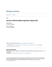The Use of Efficient Market Hypothesis: Beyond SOX