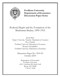 Bedrock Depth and the Formation of the Manhattan Skyline, 1890-1915