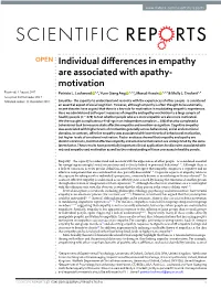 Individual Differences in Empathy Are Associated with Apathy-Motivation