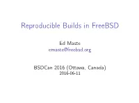Reproducible Builds in Freebsd
