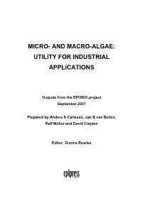 And Macro-Algae: Utility for Industrial Applications