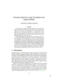 Dynamic Epistemic Logic for Implicit and Explicit Beliefs