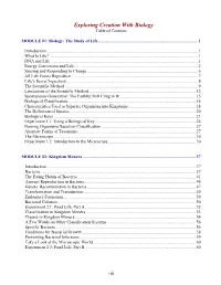 Exploring Creation with Biology Table of Contents