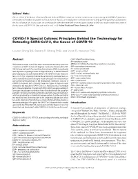 Principles Behind the Technology for Detecting SARS-Cov-2, the Cause of COVID-19
