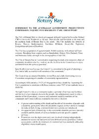 Submission to the Australian Government, Productivity Commission, Inquiry Into Disability Care and Support