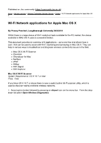 Wi-Fi Network Applications for Apple Mac OS X