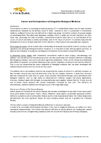 Cancer and the Importance of Integrative Biological Medicine