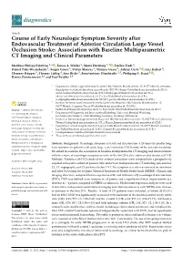 Course of Early Neurologic Symptom Severity After Endovascular Treatment of Anterior Circulation Large Vessel Occlusion Stroke