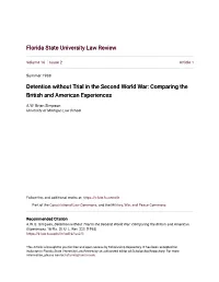 Detention Without Trial in the Second World War: Comparing the British and American Experiences