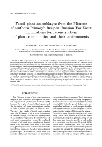 Fossil Plant Assemblages from the Pliocene of Southern Primory'e