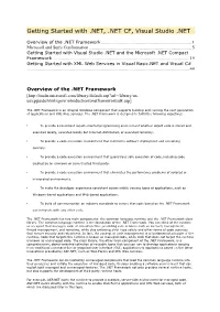 Getting Started with .NET, .NET CF, Visual Studio .NET