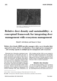 Relative Deer Density and Sustainability: a Conceptual Framework for Integrating Deer Management with Ecosystem Management