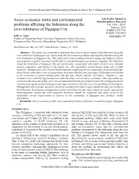 Socio-Economic Status and Environmental Problems Affecting the Fishermen Along the River… ______Mixing Both Quantitative and Quantitative Data [12]
