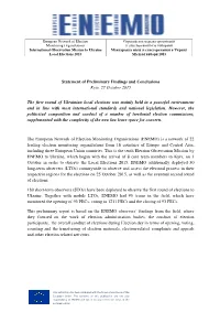 Statement of Preliminary Findings and Conclusions Kyiv, 27 October 2015