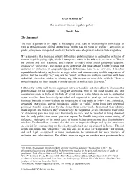 The Location of Women in Public Policy . Devaki Jain the Argument the Main Argument of My Paper Is That