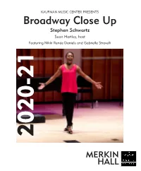 Broadway Close up Stephen Schwartz Sean Hartley, Host Featuring Nikki Renée Daniels and Gabrielle Stravelli 020-21 2