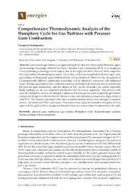 Comprehensive Thermodynamic Analysis of the Humphrey Cycle for Gas Turbines with Pressure Gain Combustion
