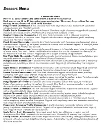 Dessert Menu
