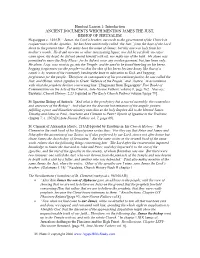 Handout Lesson 1: Introduction ANCIENT DOCUMENTS WHICH MENTION JAMES the JUST, BISHOP of JERUSALEM Hegesippus C