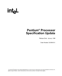 Pentium® Processor Specification Update