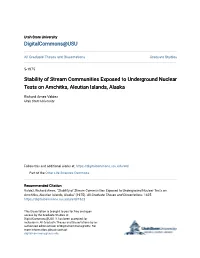 Stability of Stream Communities Exposed to Underground Nuclear Tests on Amchitka, Aleutian Islands, Alaska