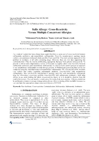 Sulfa Allergy: Cross-Reactivity Versus Multiple Concurrent Allergies