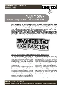 TURN IT DOWN! How to Recognise and Confront Hate Music