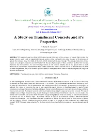 A Study on Translucent Concrete and It's Properties