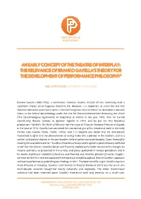 An Early Concept of the Theatre of Interplay: the Relevance of Branko Gavella's Theory for the Development of Performance Phil