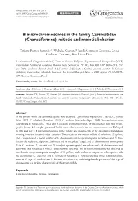 (Characiformes): Mitotic and Meiotic Behavior Cytogenetics
