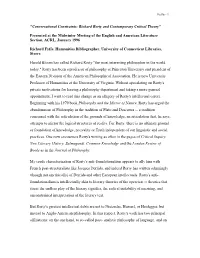 Conversational Constraints: Richard Rorty and Contemporary Critical Theory"
