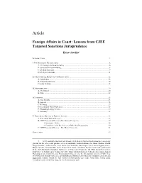 Foreign Affairs in Court: Lessons from CJEU Targeted Sanctions Jurisprudence