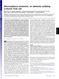 Nitrososphaera Viennensis, an Ammonia Oxidizing Archaeon from Soil