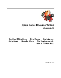 Open Babel Documentation Release 2.3.1