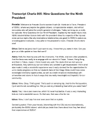 Transcript Charla 005: Nine Questions for the Ninth President