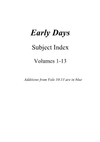 Early Days Index