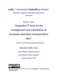 Integrated IT Tools for the Management and Exploitation of European Paediatric Transplantation Data”