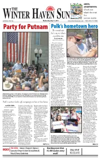 Party for Putnam Polk’S Hometown Hero to Residents He’S More Than a Politician by JEFF ROSLOW JROSLOW@SCMGINC.COM