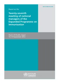 Report on the Twenty-Seventh Meeting of National Managers of the Expanded Programme on Immunization, Sharm