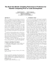 The Boat Hull Model: Enabling Performance Prediction for Parallel Computing Prior to Code Development