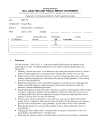 Bill Analysis and Fiscal Impact Statement